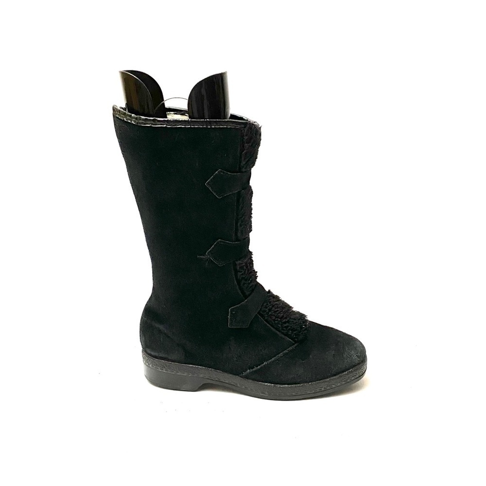 Vintage 1970s black suede fleece lined snow boots